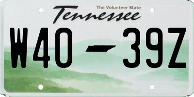 TN license plate W4039Z