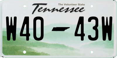TN license plate W4043W