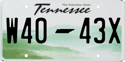 TN license plate W4043X