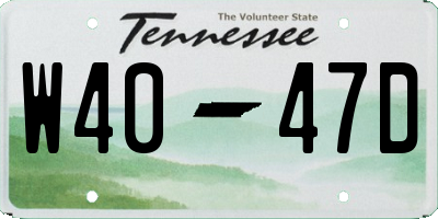 TN license plate W4047D