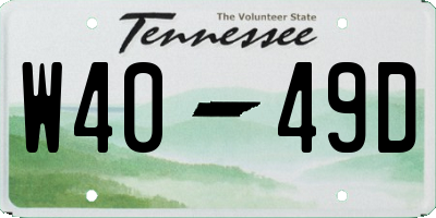TN license plate W4049D