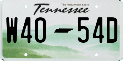 TN license plate W4054D