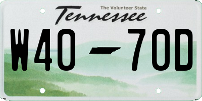 TN license plate W4070D