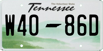 TN license plate W4086D