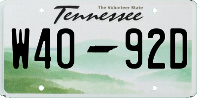 TN license plate W4092D