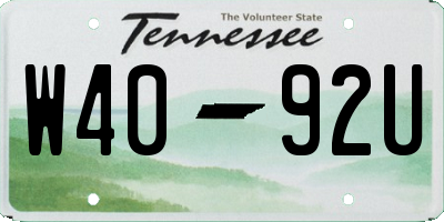 TN license plate W4092U