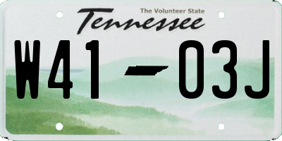 TN license plate W4103J