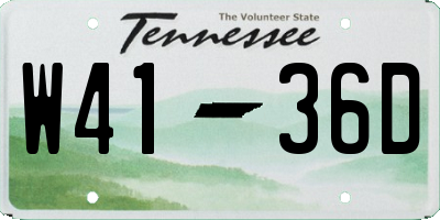 TN license plate W4136D