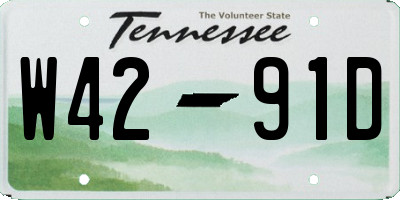 TN license plate W4291D