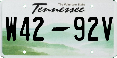 TN license plate W4292V