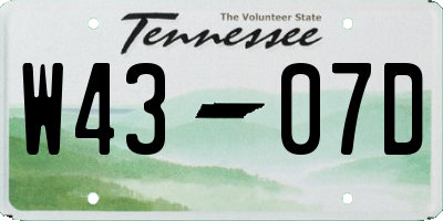 TN license plate W4307D
