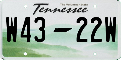 TN license plate W4322W