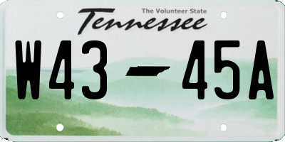 TN license plate W4345A
