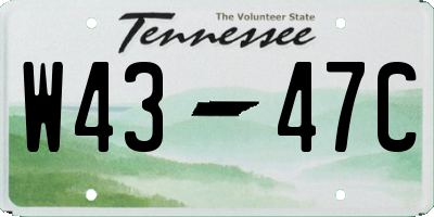 TN license plate W4347C