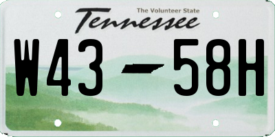 TN license plate W4358H