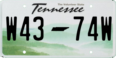 TN license plate W4374W