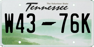 TN license plate W4376K