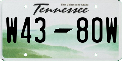 TN license plate W4380W