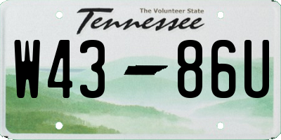 TN license plate W4386U