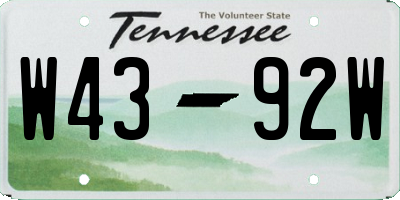 TN license plate W4392W