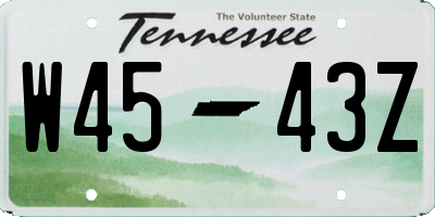 TN license plate W4543Z