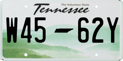 TN license plate W4562Y