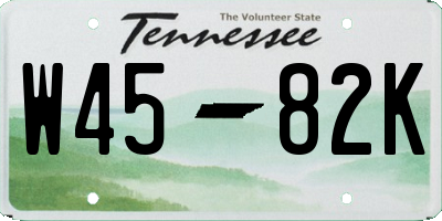 TN license plate W4582K