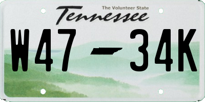 TN license plate W4734K
