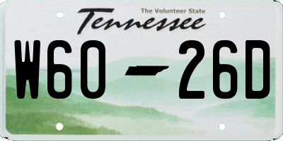 TN license plate W6026D