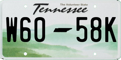 TN license plate W6058K