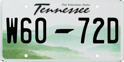 TN license plate W6072D