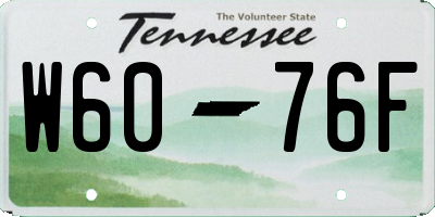 TN license plate W6076F
