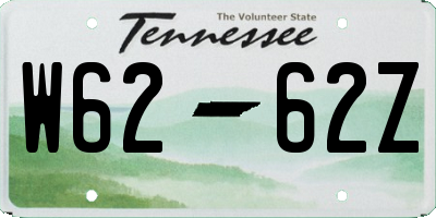 TN license plate W6262Z