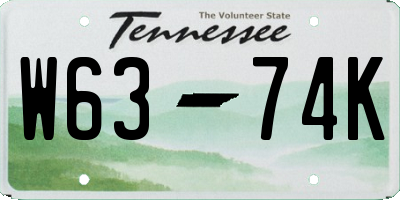 TN license plate W6374K