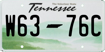 TN license plate W6376C