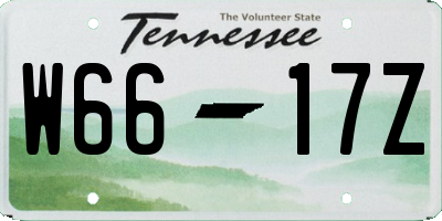 TN license plate W6617Z
