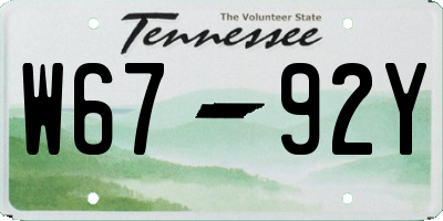 TN license plate W6792Y