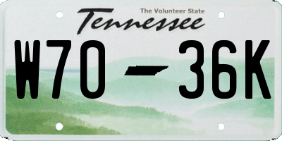 TN license plate W7036K