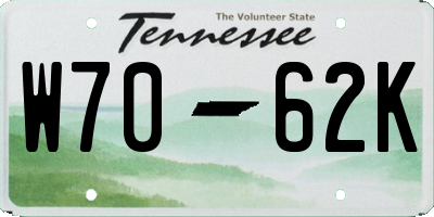 TN license plate W7062K