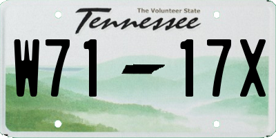 TN license plate W7117X