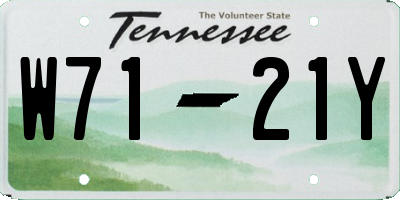 TN license plate W7121Y