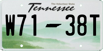 TN license plate W7138T