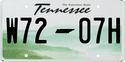 TN license plate W7207H