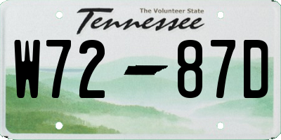 TN license plate W7287D
