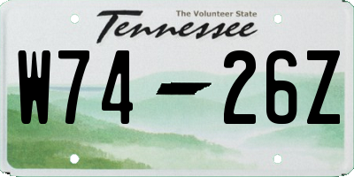 TN license plate W7426Z