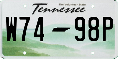 TN license plate W7498P