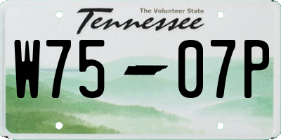 TN license plate W7507P