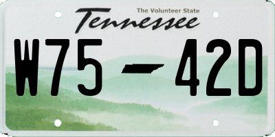 TN license plate W7542D