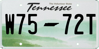 TN license plate W7572T