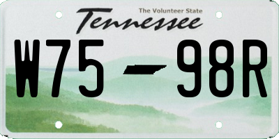 TN license plate W7598R
